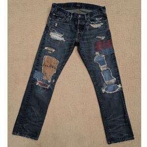 Polo Ralph Lauren Jean Mens Size 31/30 The Varick Slim Straight Patchwork